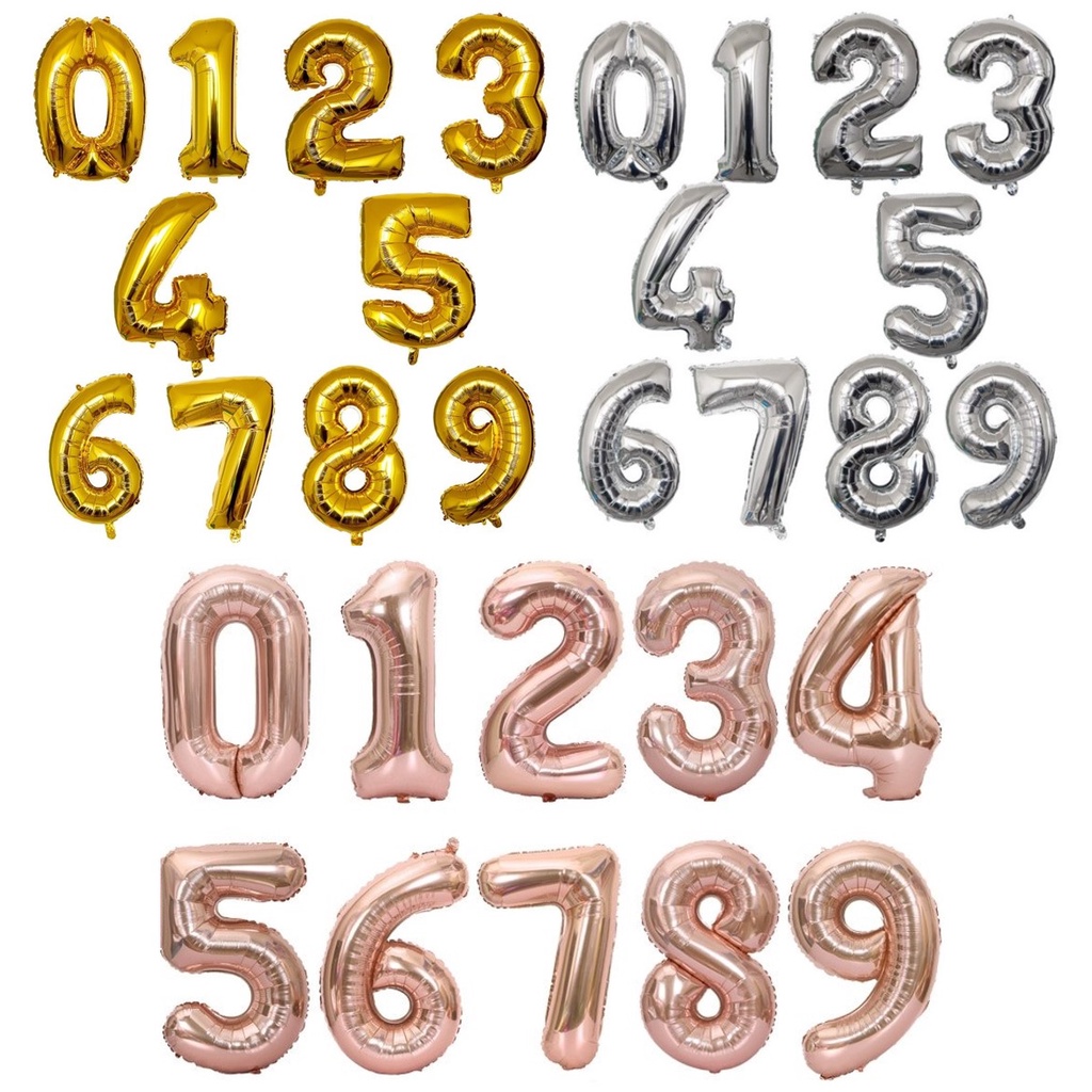 Balão de Número Metalizado - 40cm - Aniversário Festa Evento em Oferta na Shopee