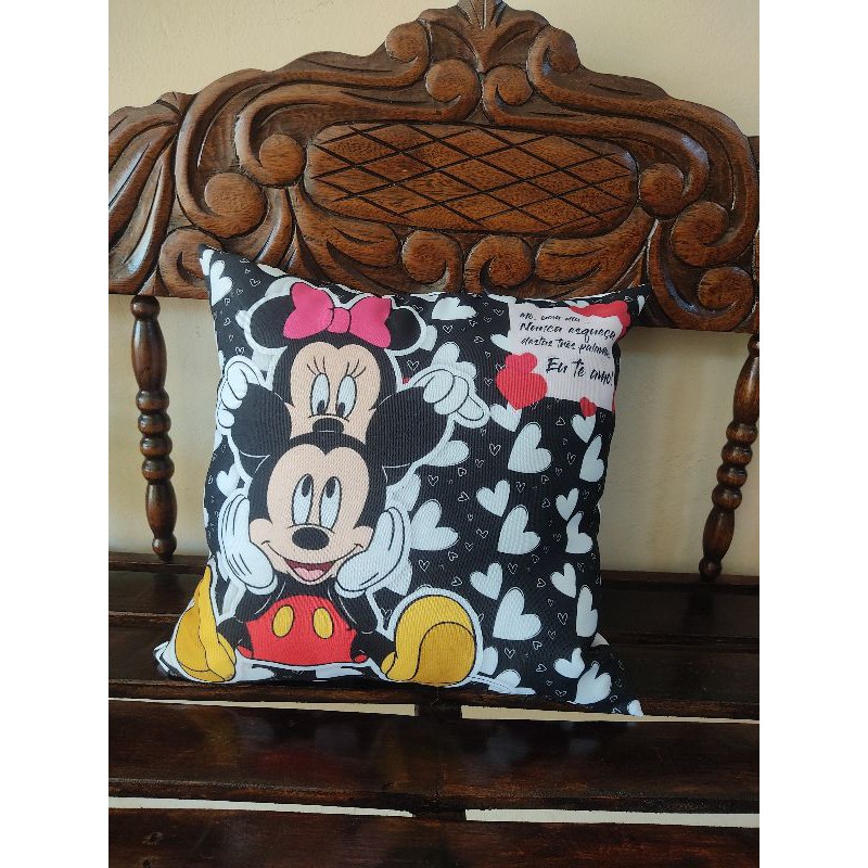 capa de almofada personalizada minei e Mickey bom dia Tecido Oxford Estampado 45 x 45 decoração