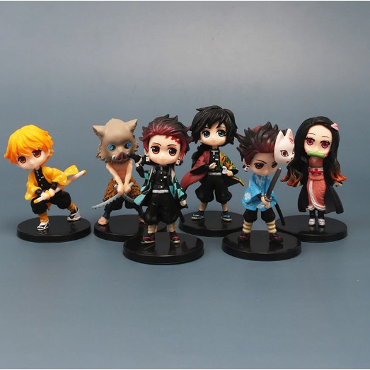 Boneco Kimetsu no Yaiba  Tanjiro Nezuko Zenitsu Miniatura Giyu Inosuke Demon Slayer Kimetsu no Yaiba Action Figure Colecionável