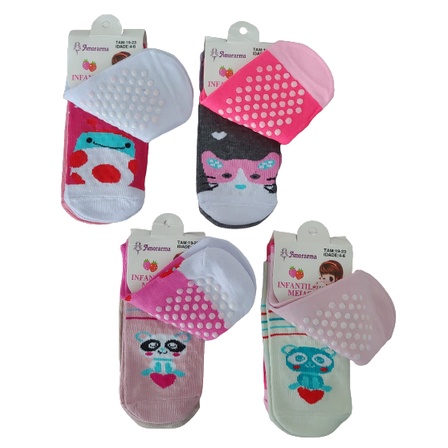 KIT 3, 6 ou 12 Pares Meia Infantil Antiderrapante Cano Médio Menina Atacado 0 até 10 Anos