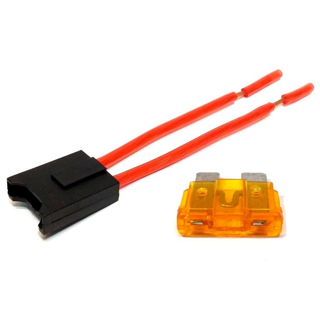 10 Porta Fusível Lâmina com fio de 4 mm e 10 Fusiveis Lâmina Comum de 40A Sistema Elétrico Som Automotivo