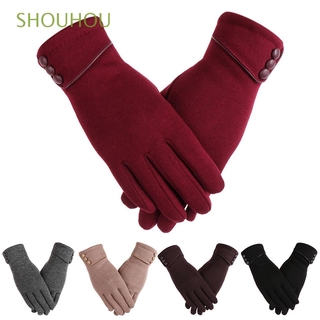 Shouhou Nova Moda Feminina Inverno À Prova De Vento Quente Gra @ @ Ciosa Engrossar Luvas Da Tela De Toque De Condução Luvas / Multicolor