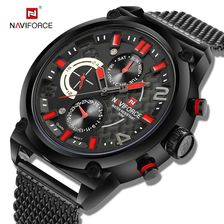 Naviforce 9068 Relógio Casual De Quartzo Masculino De Marca Top Fashion Multifuncional Cronógrafo Esportivo De Aço Inoxidável - Watches
