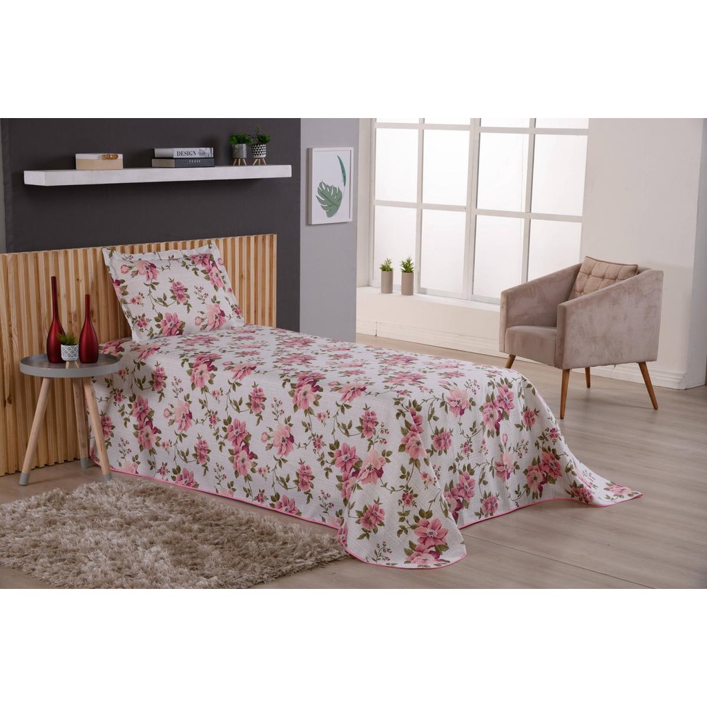 Colcha Cobre Leito Estampado Viena Soteiro 2 Peças Black Friday