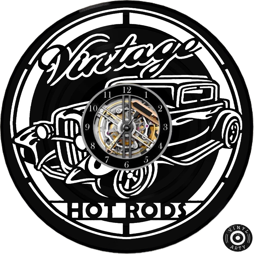Relógio  de parede RAT ROD feito em disco De Vinil - Relógio De Parede Carro Vintage feito em Vinil Disco LP