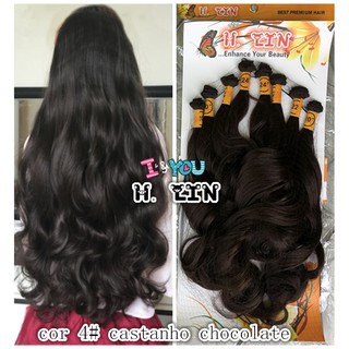 cabelo 8 telas cor castanho chocolate liso ondulado