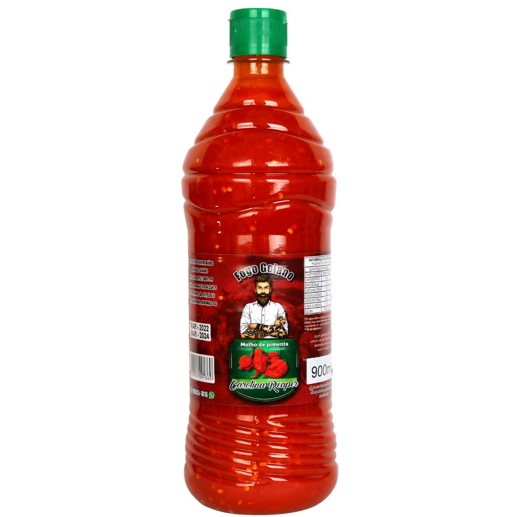 Molho de Pimenta Carolina Reaper 900ml - Fogo Goiano