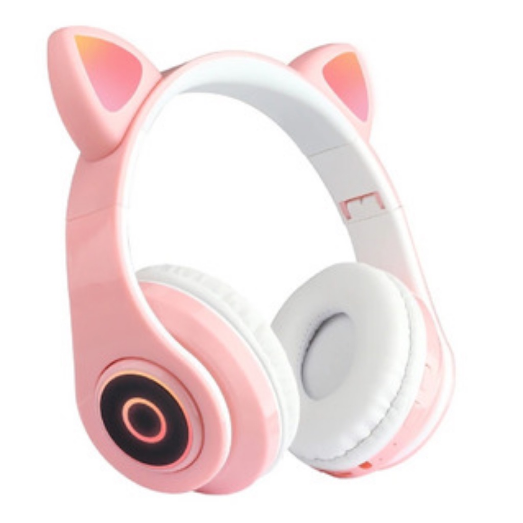 Fone de Ouvido Orelha de Gato - Com Luz Led - Som estéreo - Dobrável - Fone de Ouvido bluetooth com Microfone.