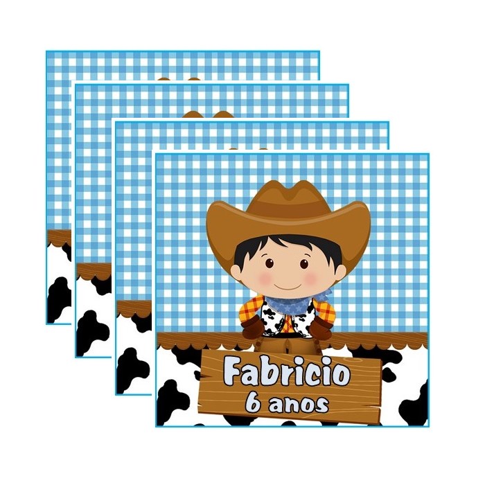 12 Adesivos 9cm Fazendinha Menino para Sacolinha Surpresa Lembrancinha De Aniversário