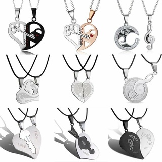 2pcs Colar Com Pingente De Coração Em Aço Inoxidável Para Casais/Presente/Dia Dos Namorados
