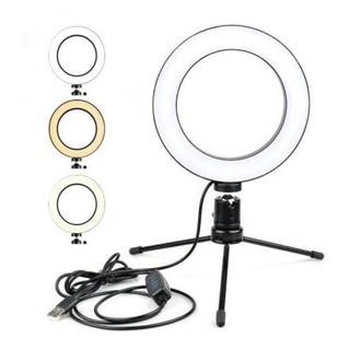 Ring Light 16cm Com Suporte Tripé Usb 3 Modos Led Ring Video Fotografia Top