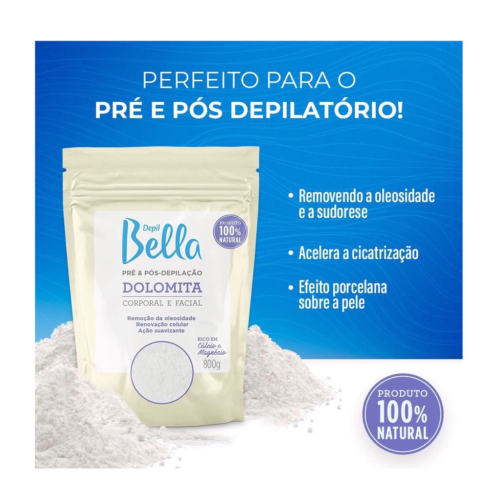 Dolomita Corporal e Facial Pré e Pós Depilação 800 g Depil Bella em Oferta na Shopee