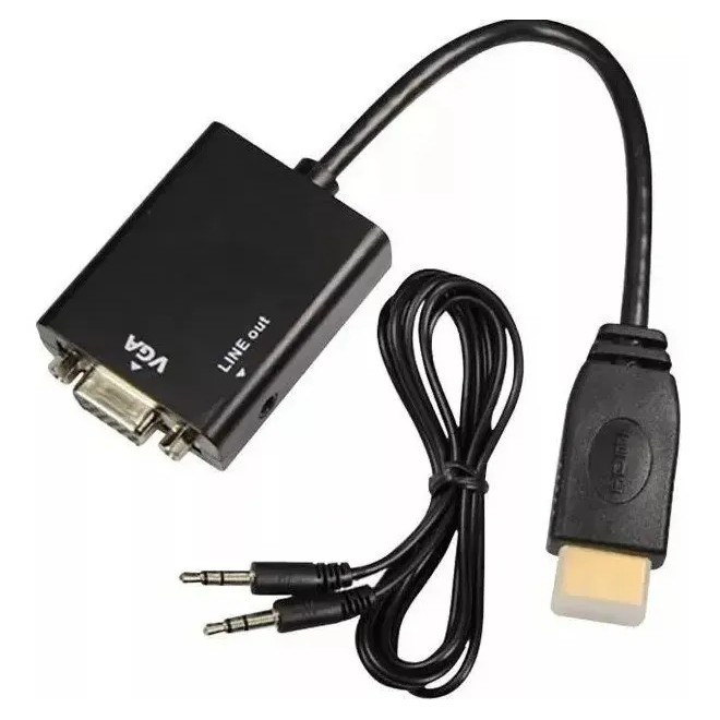 Adaptador Hdmi Para Vga Com Áudio P2 Conversor Adaptador De Vídeo