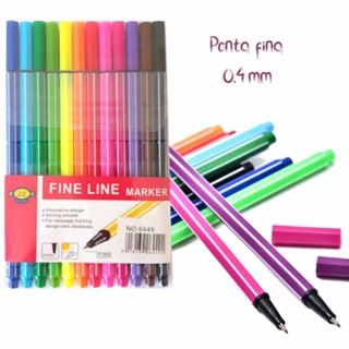 Canetas  Fine Line Ponta Fina 0.4 mm - 12 Cores em Oferta na Shopee