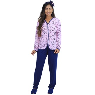 Pijama Aberto De Inverno Feminino Tamanho Grande Plus Size XG XGG EXG Blusa Comprida E Calca De Frio em Oferta na Shopee