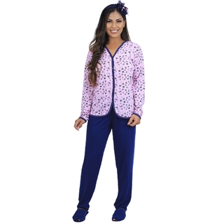 Pijama Aberto De Inverno Feminino Tamanho Grande Plus Size XG XGG EXG Blusa Comprida E Calca De Frio