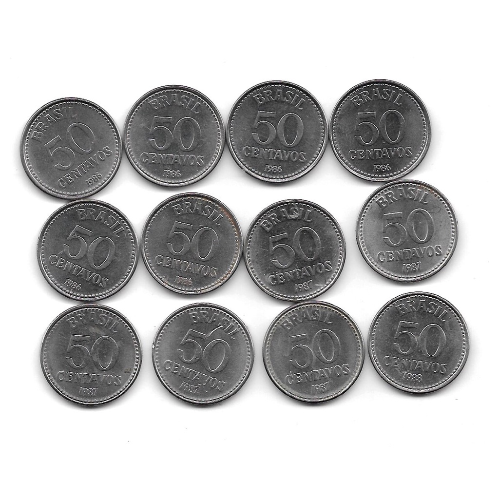 Lote 12 Moeda 50 Centavos 1986 1987 Moedas Antiga 1988