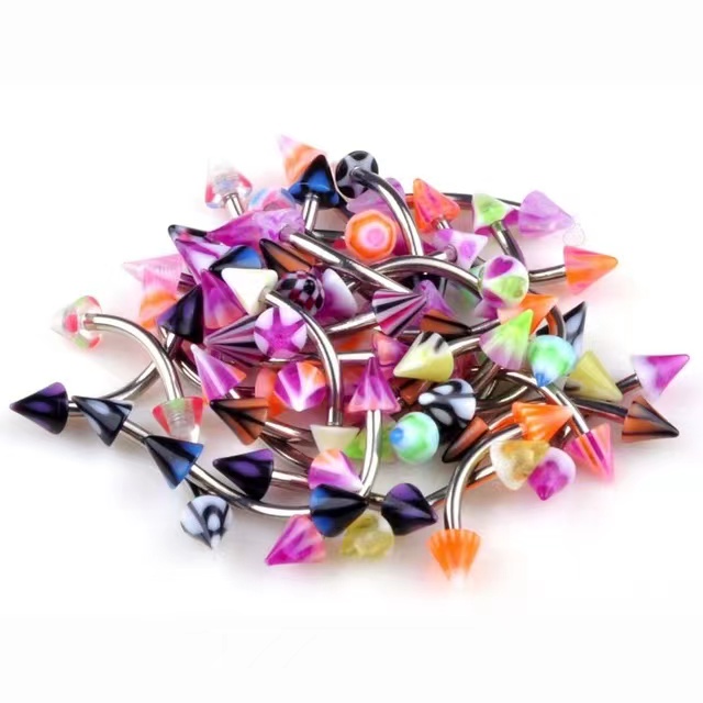 Kit 12 Piercing Curvo Aço inox barbel Vertical Labret, Sobrancelha, Labios Spike barbel unissex em Oferta na Shopee