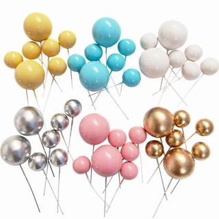 5Pcs Gold Pink Blue Ball Cake Topper Para Decoração De Aniversário Baby Shower Suprimentos Bolos Valentines Love Gifts