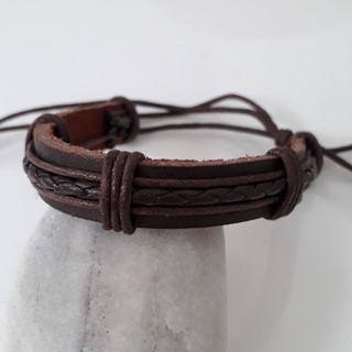 Pulseiras Masculino Couro legitimo e cordão encerado pulseira premium bussola + diversos temas