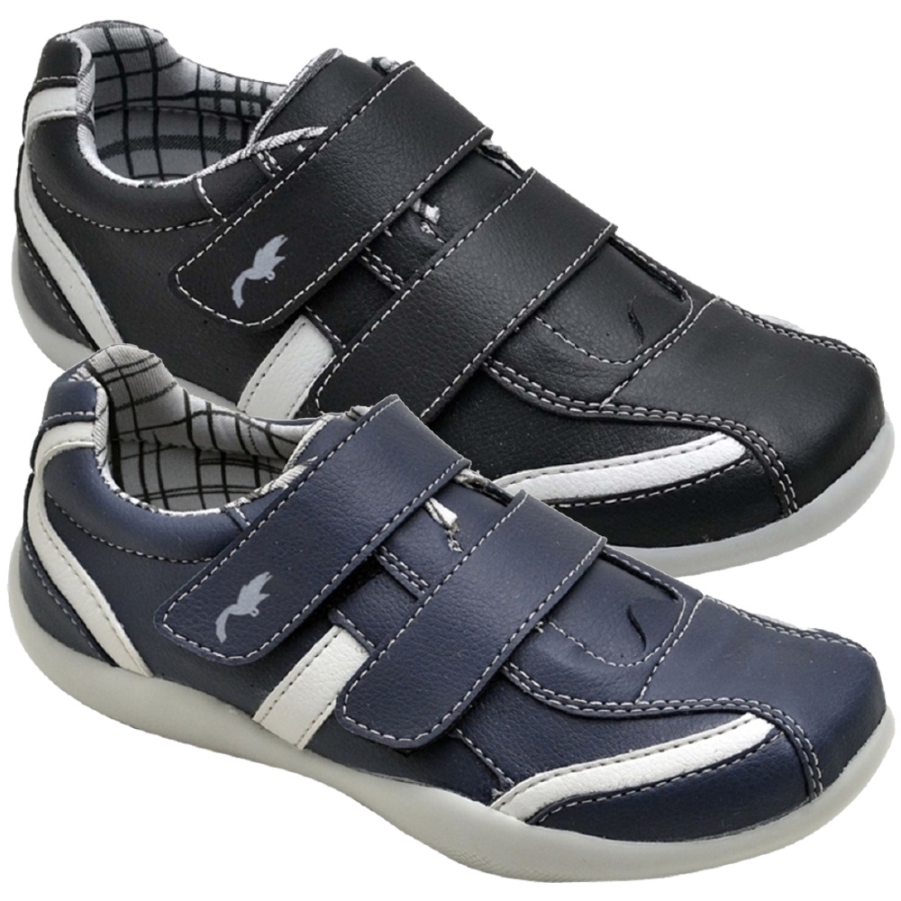 Kit 2 Pares Sapatenis Polo Blu Infantil Masculino em Sintético com Velcro e Amarração
