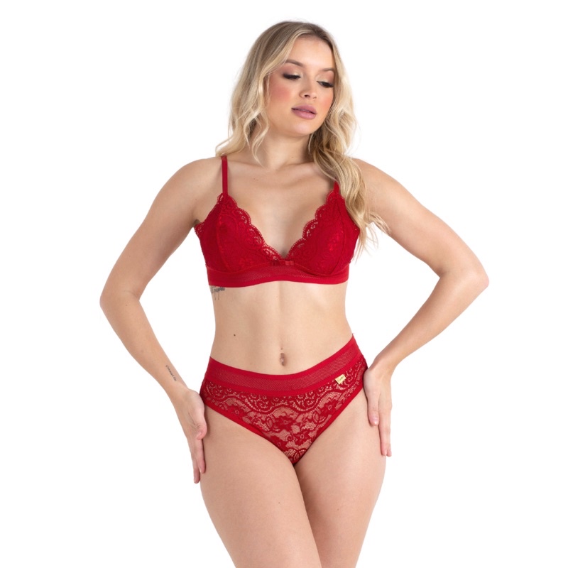 Conjunto De Renda Sem Bojo em Oferta na Shopee