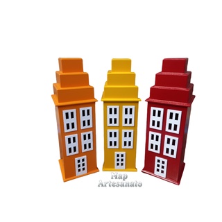 3 Prédio Mdf Madeira Pintado Para Decoração Quartos/festas