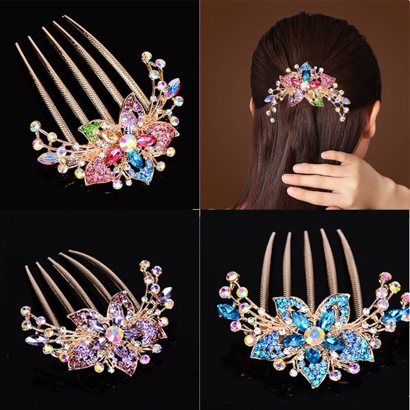 1 Pc Doce Colorido Flor De Cristal Grampos De Cabelo Para As Mulheres Moda Cabelo Pente Headwear Acessórios De Jóias em Oferta na Shopee