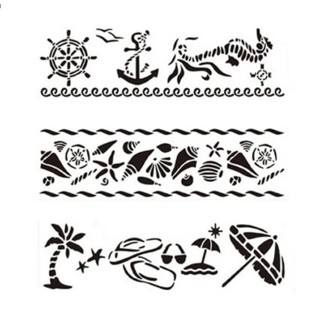 Stencil Barras Praia Mar 3 moldes vazados em Oferta na Shopee