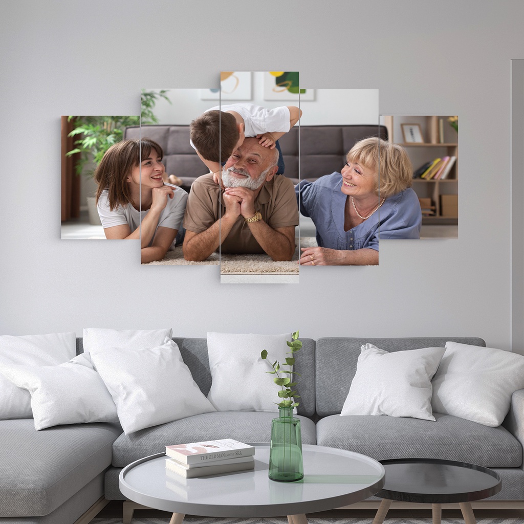 Quadro Decorativo Personalizado Com Foto 120x60 Mosaico 5 Peças · foto 2