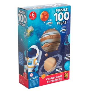 Puzzle 100 peças Conhecendo os Planetas em Oferta na Shopee