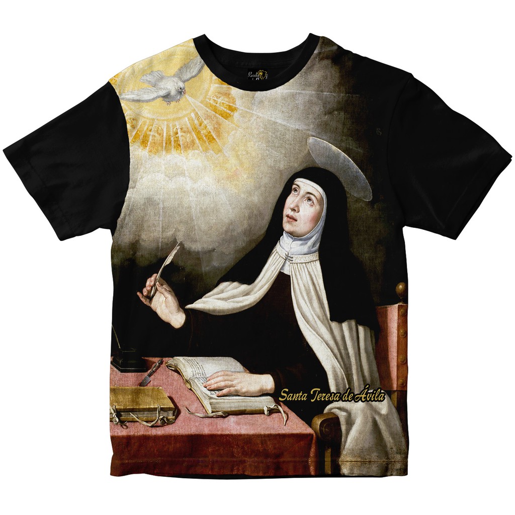 Camiseta Santa Teresa de Ávila Rainha do Brasil Preta