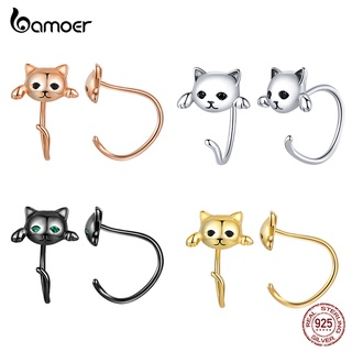 1 Par Brincos Bamoer De Prata Esterlina 925 Com Orelha De Gato/Acessórios De Moda Para Mulheres