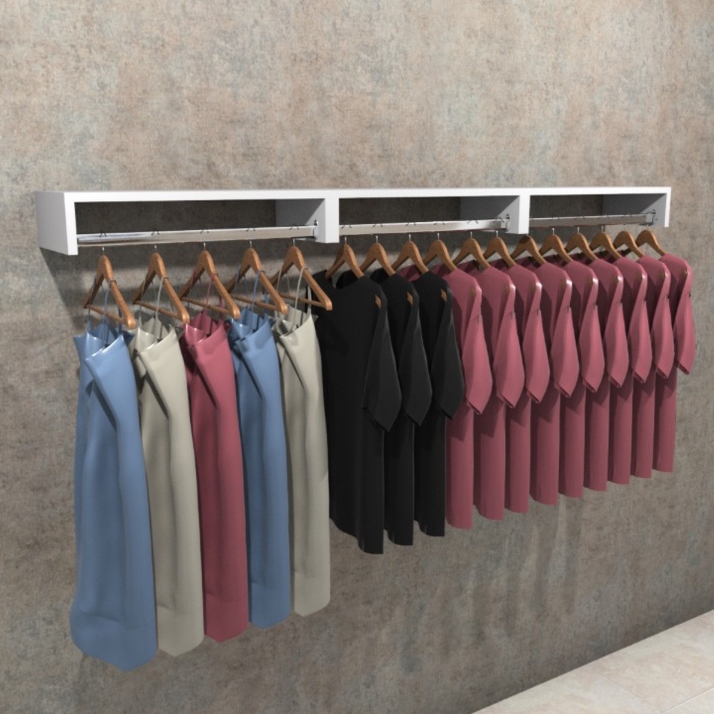 Kit 3 Un. Cabideiro de Parede - Arara Para Roupas-100%MDF