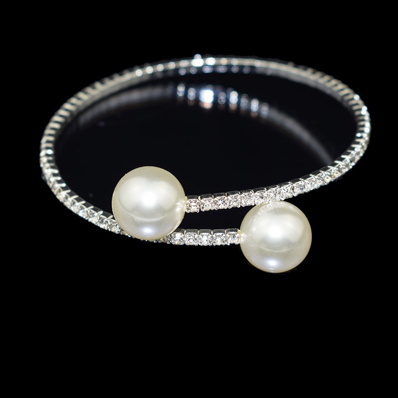 Pulseira Elástica Pérola Cristal 6cm Prata Dourada Não Desbota Presente Dia das Mães