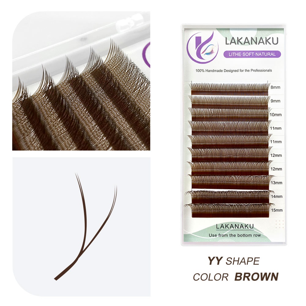 Lakanaku YY Shape Brown 0.05 0,07 C D Cílios De Volume Curl Cilia Marta Brasileira Extensões De Cilios