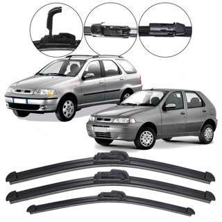Kit 3 Palhetas Limpador Parabrisa Dianteiro + Traseiro Fiat Palio G2  96 até 2011 em Oferta na Shopee