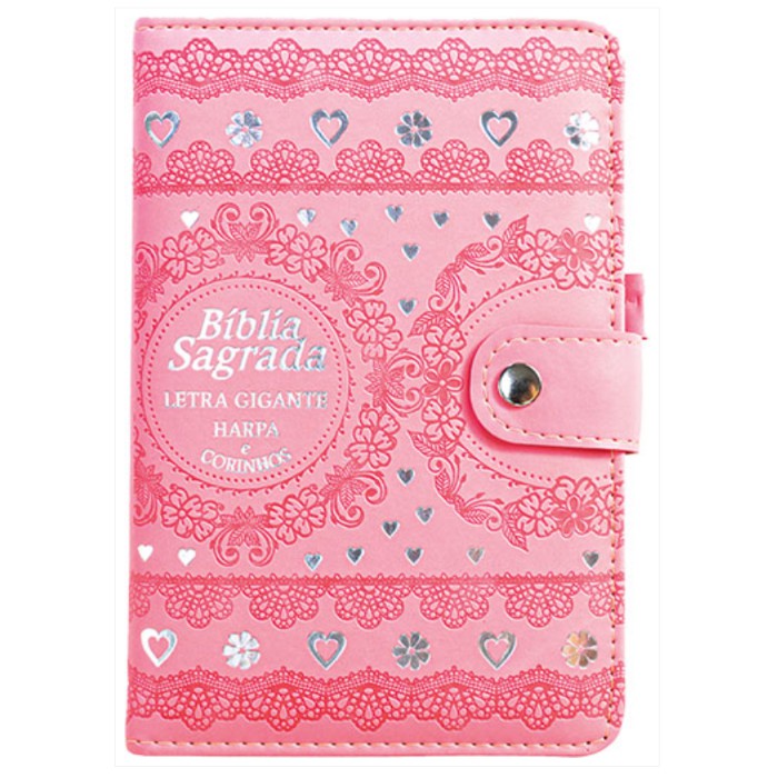 Bíblia Sagrada Feminina Botão Rosa - Letra Gigante | Shopee Brasil