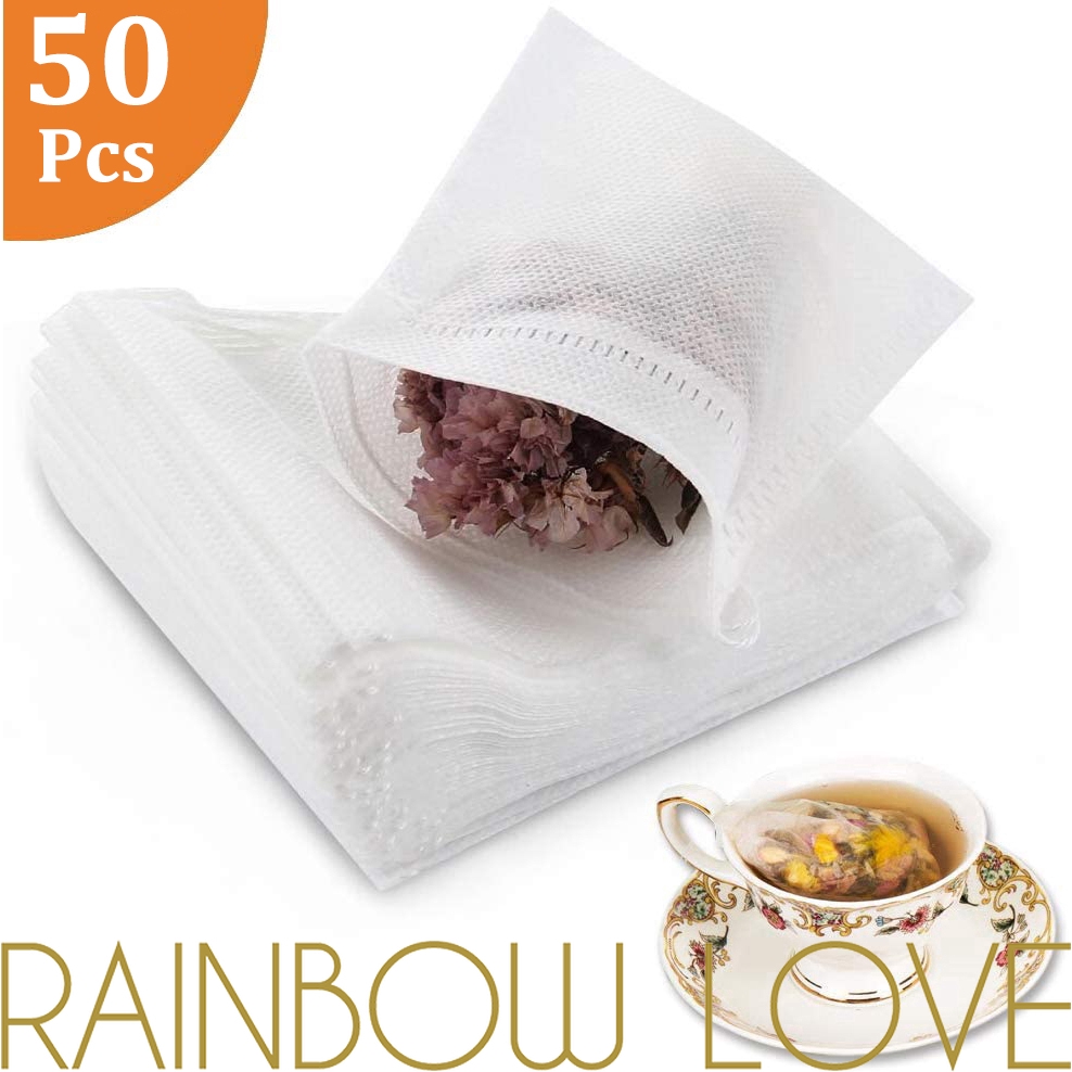 50 Pçs Saquinho / Filtro / Infusor de Chá Descartável / Vazio / Fio de Algodão / para Ervas Soltas