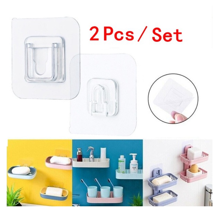 Ganchos / Adesivos Transparentes De Dupla Face Sem Perfurada À Prova Água Para Parede / Cozinha / Banheiro/