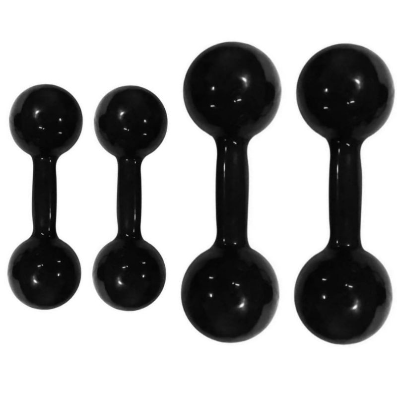 Halter kit halteres 2kg total 4kg + halter 3kg total 6kg emborrachado  preto bola