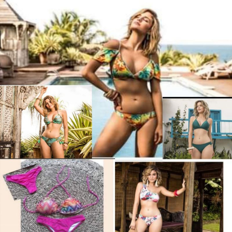 Moda praia para mulheres elegantes Biquine com bojo e proteção UV praia piscina promoção
