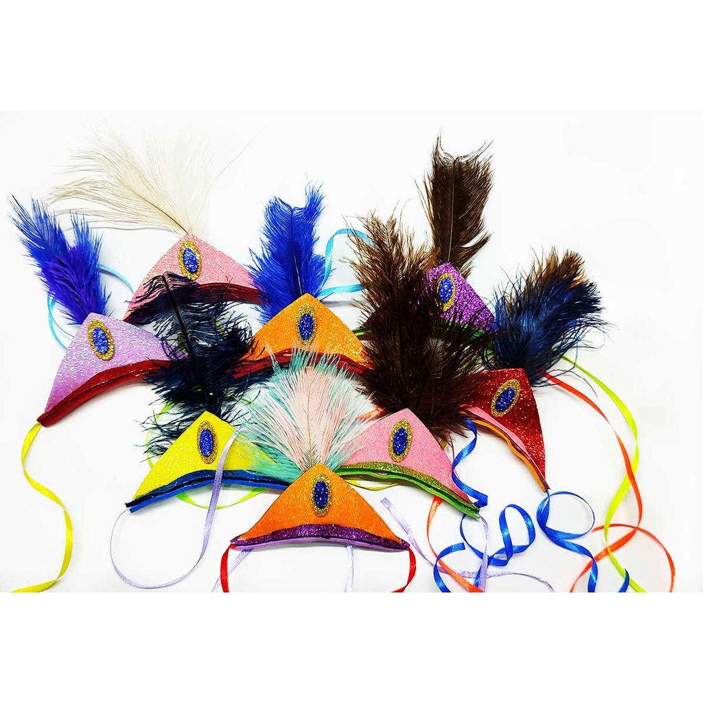 kit 10 Tiara Pena Dançarina Carnaval Pet Cão Gato Banho Tosa