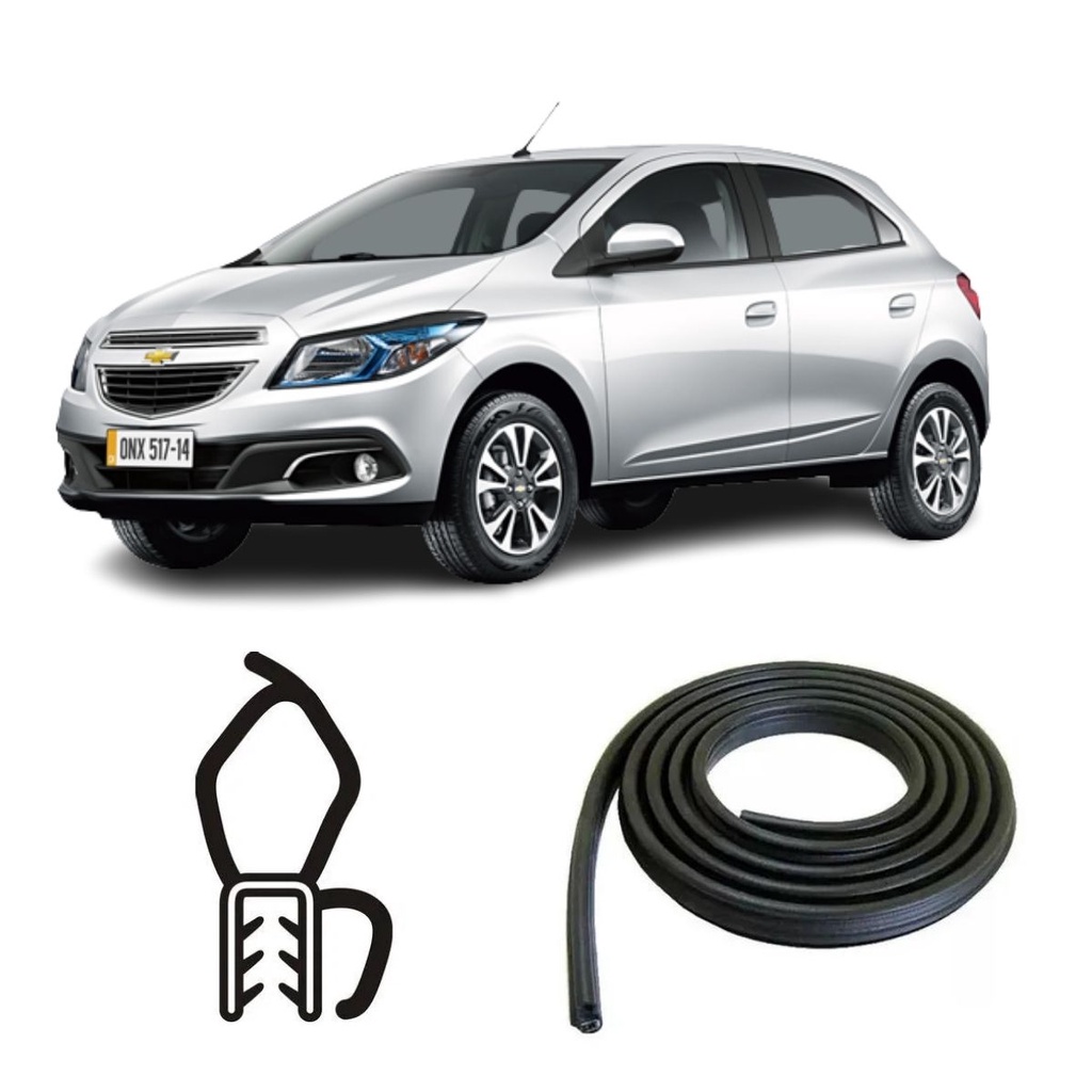 BORRACHA DO PORTA MALAS PRETA COM ABA CHEVROLET ONIX 13/19 JOY