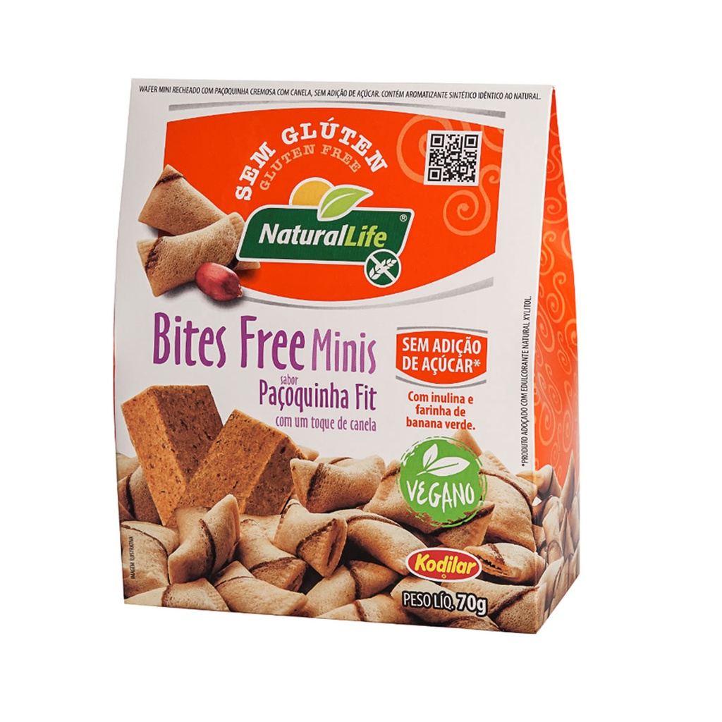 Bites Free Minis Sabor Paçoquinha Fit Sem Glúten Vegano 70g - NaturalLife em Oferta na Shopee