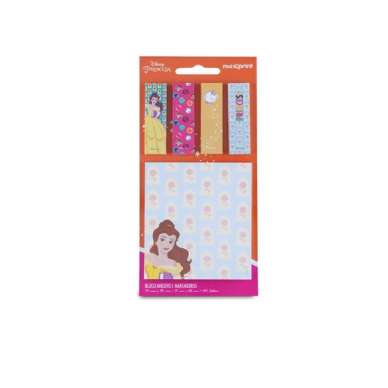 Bloco de Recado Autoadesivo Princesas Disney - Bloco com 4 marcadores - Maxprint