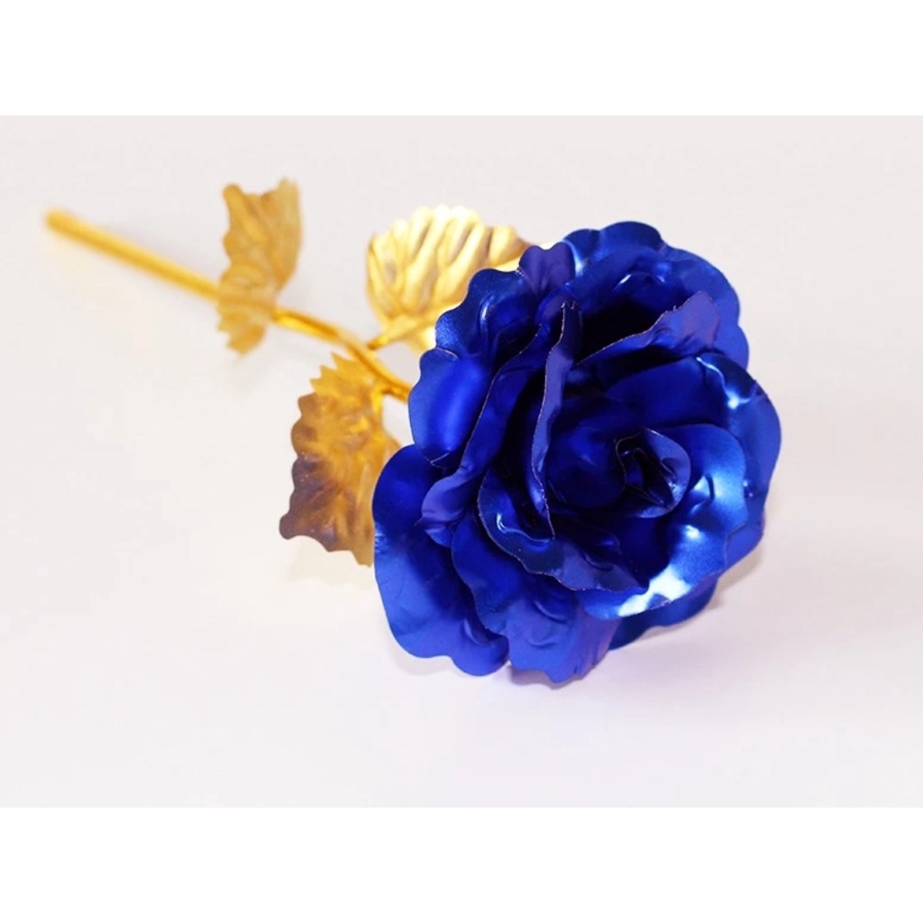 A Rosa Encantada Golden Rose Presente dia dos Namorados Azul | Shopee Brasil