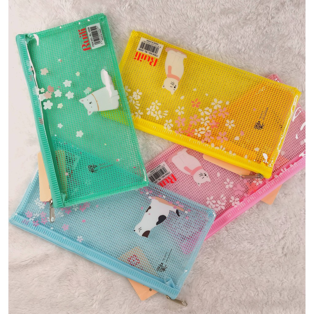 Estojo pvc Transparente Colorido Para Estudantes Artigos Escolares Papelaria