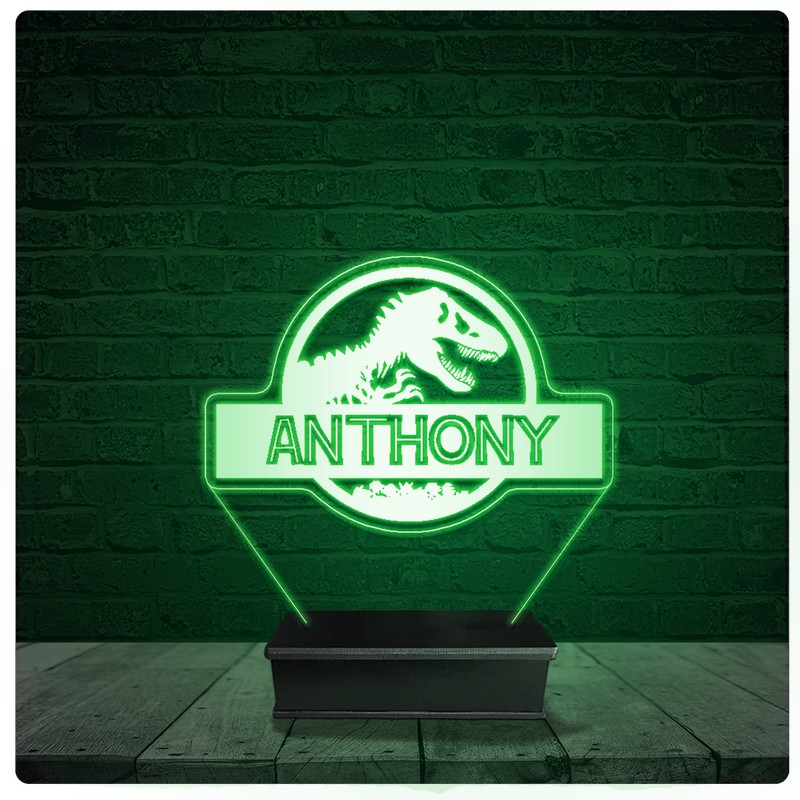 Luminária Abajur Acrílico Led - Jurassic Park Filme Nome