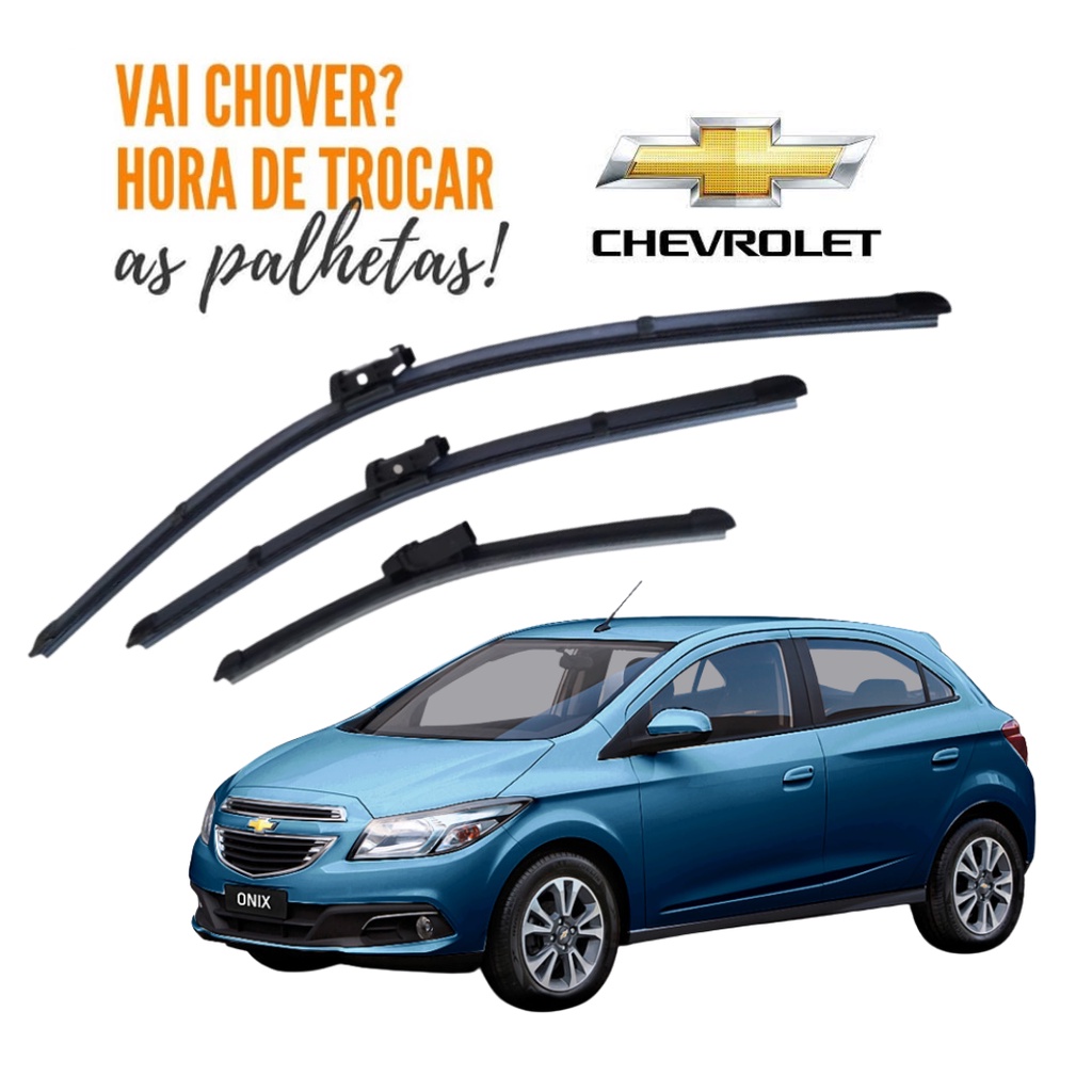 Kit 3 Palhetas Limpador De Parabrisa Dianteiro + traseiro Gm Chevrolet Onix 2012 á 2018 em Oferta na Shopee